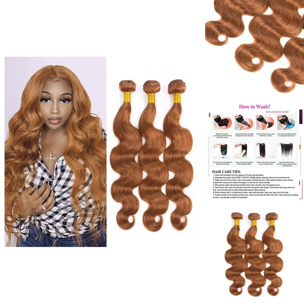 Brazilian Virgin Hair Body Wave Extensions - Light Brown 24-28 Inch