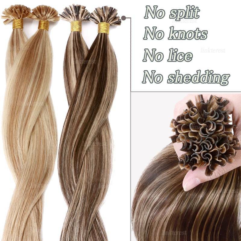 Human Hair Extensions Flat Nail U Tip Keratin Bonding Virgin Remy Hair