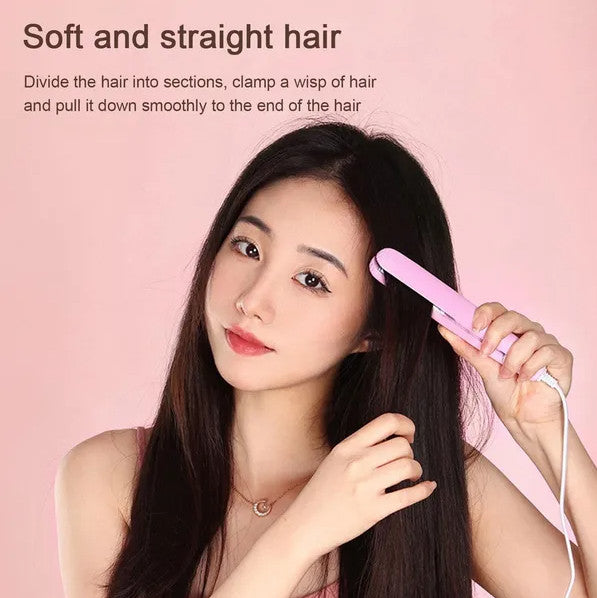 Mini Travel Hair Straightener and Curler - Compact Ceramic Flat Iron for Touch-Ups