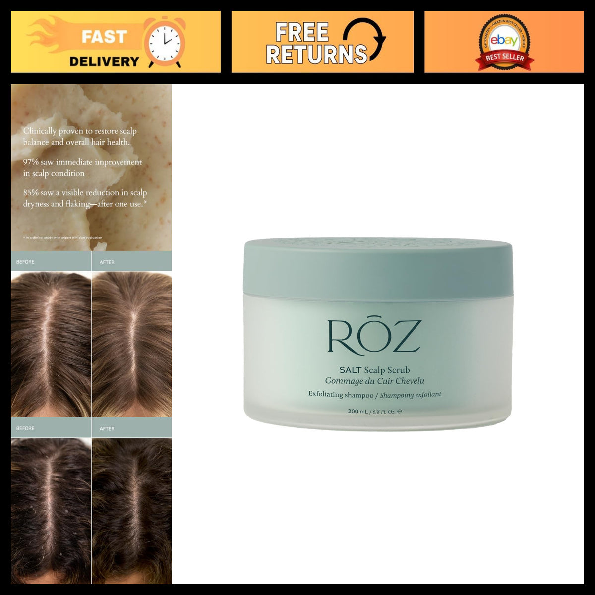 Detox Clarifying Shampoo & Salt Scalp Scrub - Sulfate-Free Deep Cleanse for All Hair Types