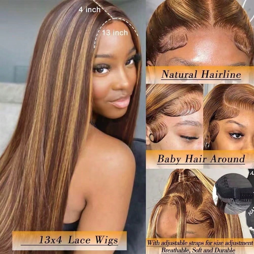 Transparent Lace Wig 13x4 Honey Blonde Human Hair Pre-Plucked Natural Hairline