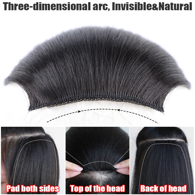 Clip In Short Hairpiece Human Hair Extensions Thick Pad Hair Topper