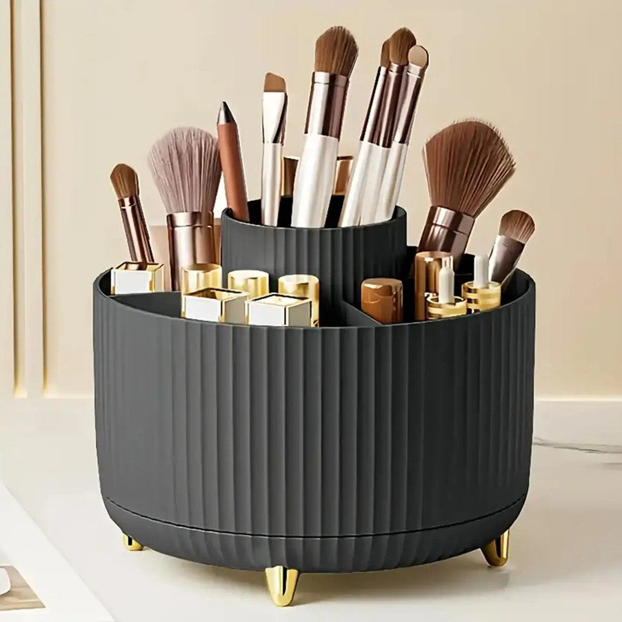 Rotating Makeup Organizer with 5 Compartments - 360° Plastic Cosmetic Holder