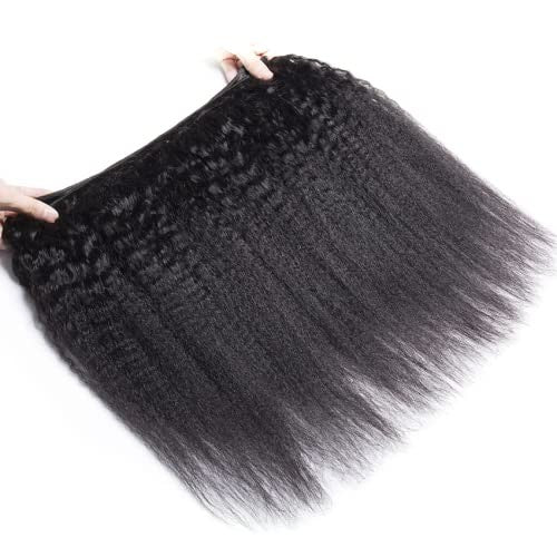 Kinky Straight Brazilian Virgin Human Hair Extensions - 3 Bundles #1b 150g