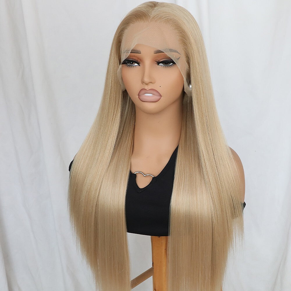 Light Blonde Synthetic Lace Front Wig 13x4 Long Straight Heat-Resistant Women
