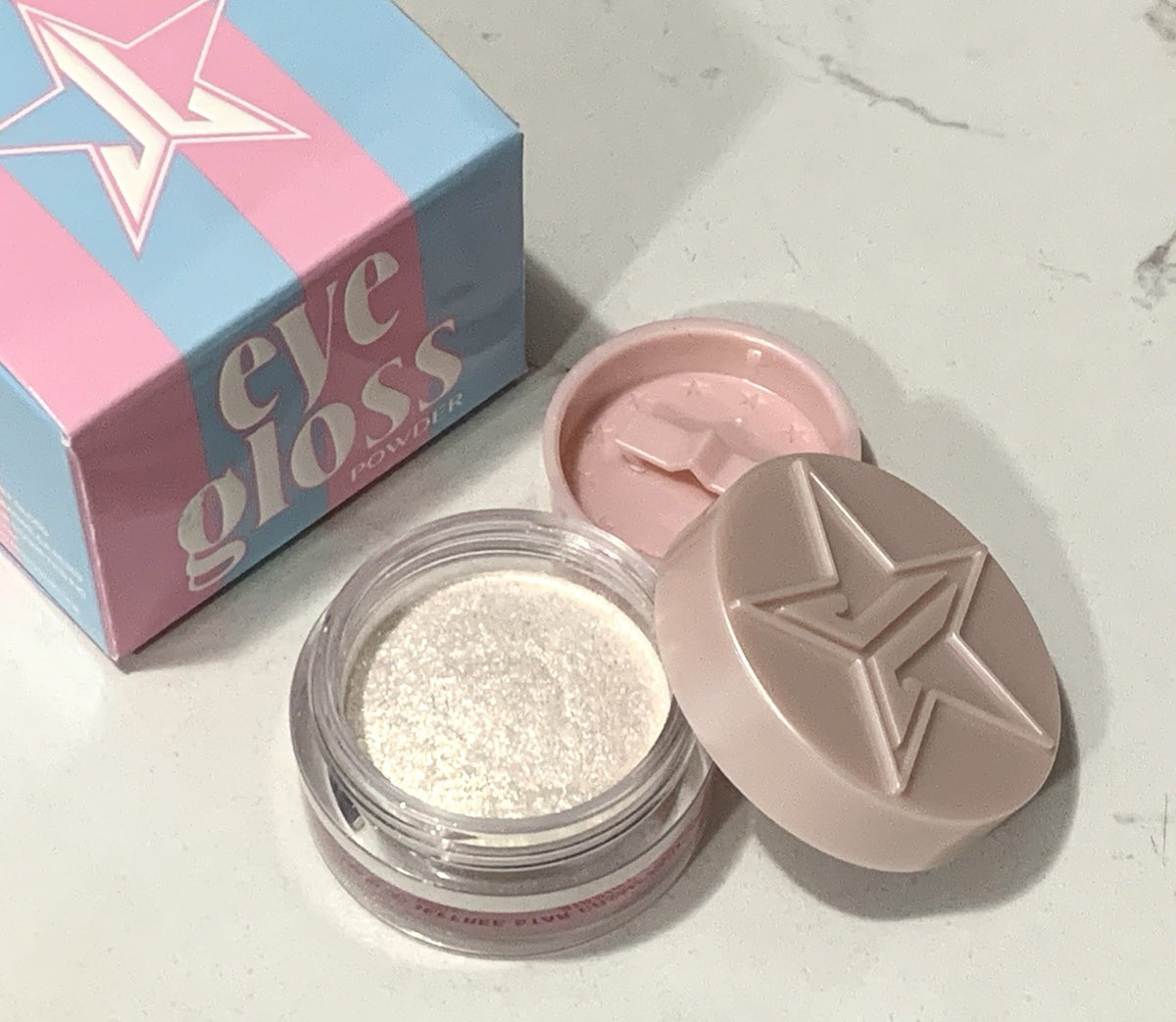Icy White Eye Shadow with Gold and Silver Pearls - High-Gloss Eyeshadow