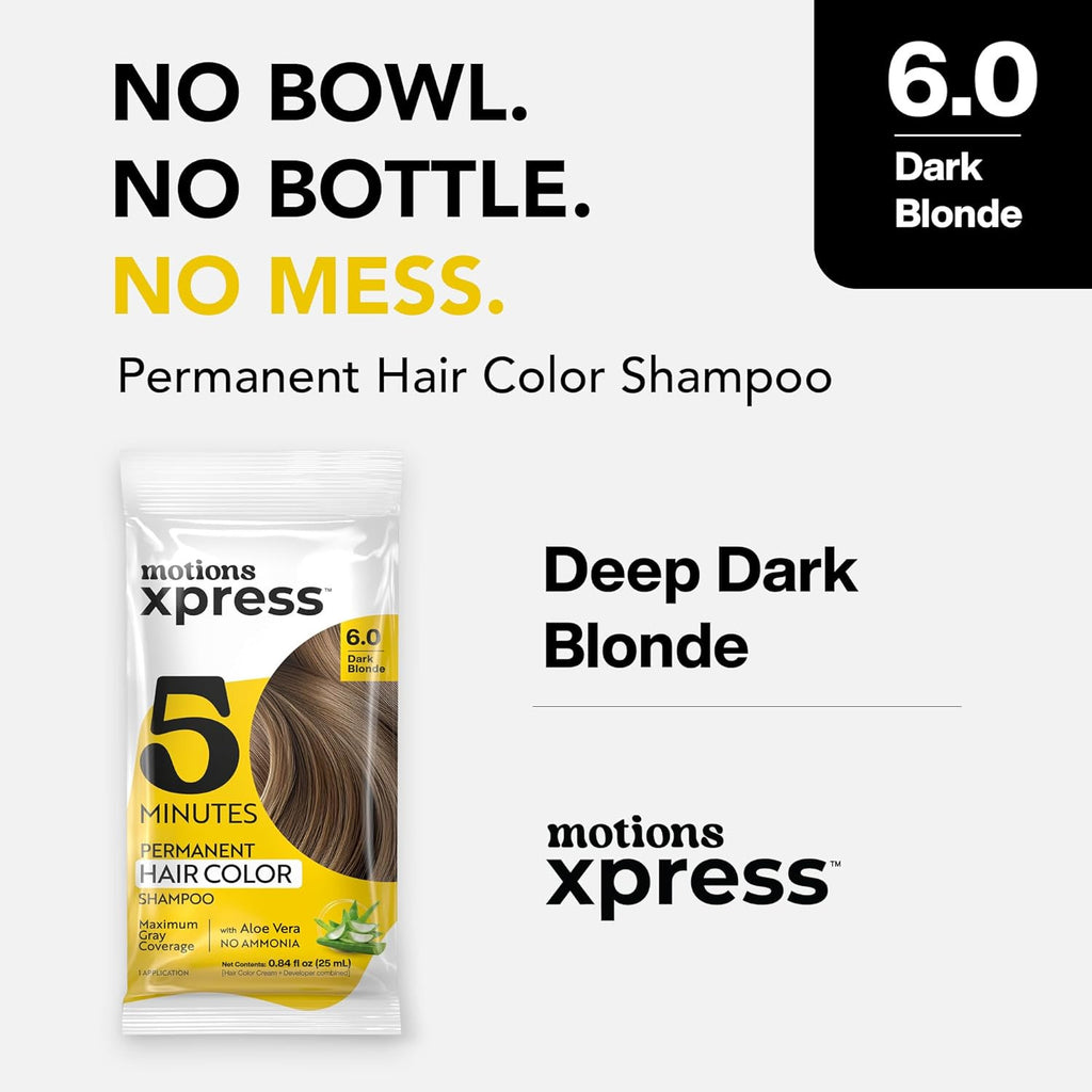 Dark Blonde Permanent Hair Color Shampoo - 5 Minute Gray Coverage, Ammonia Free