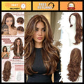 13x4 Lace Front Wig with Feathered Layers - Natural Look, Brown Highlights, 26 Inch