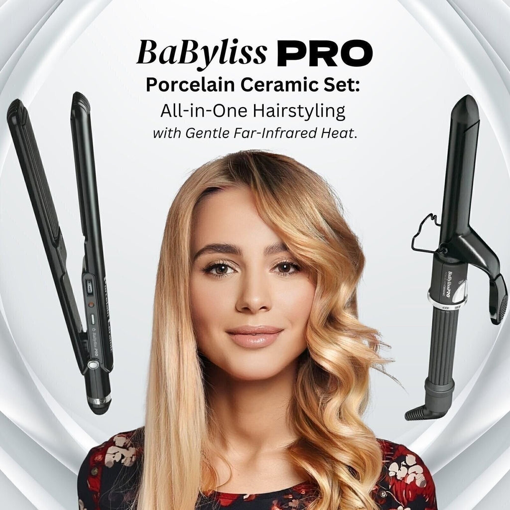 Porcelain Ceramic 1-Inch Flat Curling Iron for Hair Styling