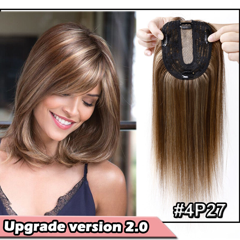Clip-In Hair Topper with Silk Base - Remy Human Hair, Multiple Sizes & Colors