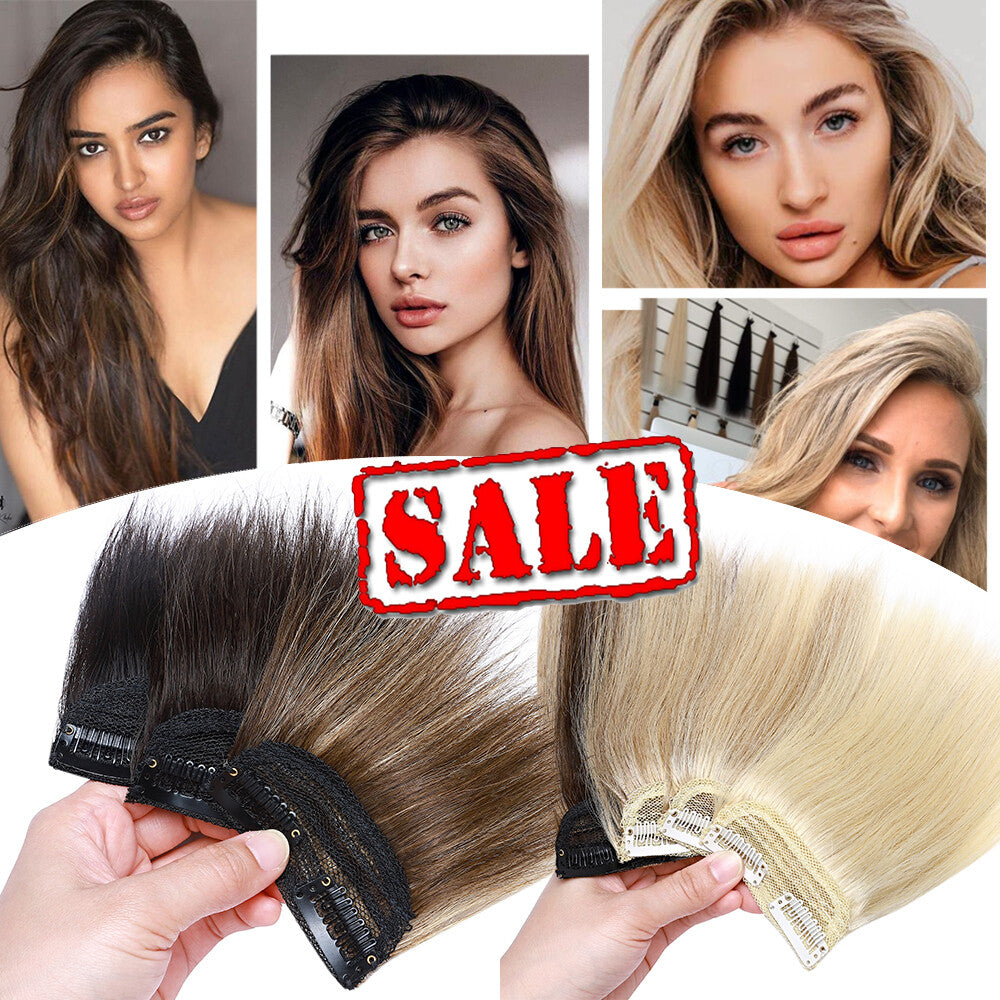 Clip-In Hair Extensions Remy Human Hair Short Topper Multiple Colors & Lengths
