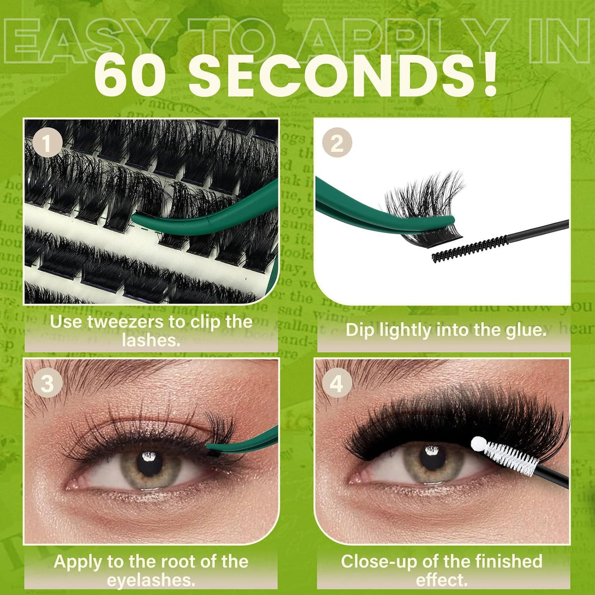 3D Fluffy Lash Clusters D Curl Volume Eyelashes - DIY Natural & Dramatic Look