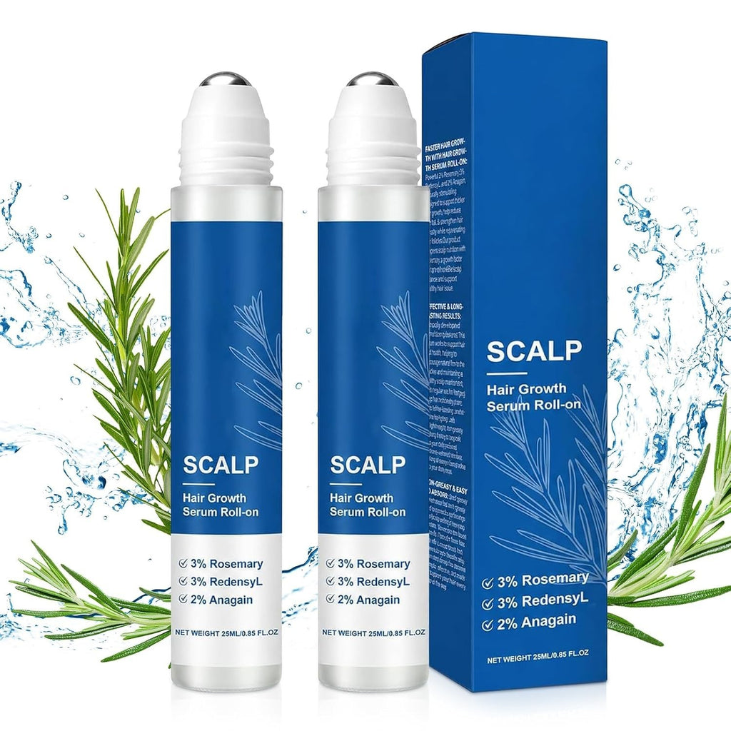Hair Growth Serum Roll-On for Thinning Hair - 2 Pack, Lightweight & Non-Greasy