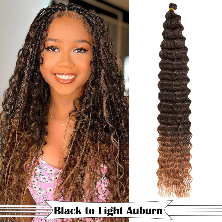 Long Boho Crochet Water Wave Braid Hair Extensions - Curly Synthetic Hair