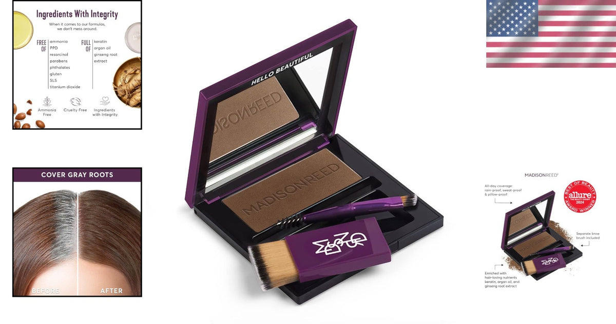 Root Touch Up Powder for Gray Coverage & Brow Filler - Medium Brown
