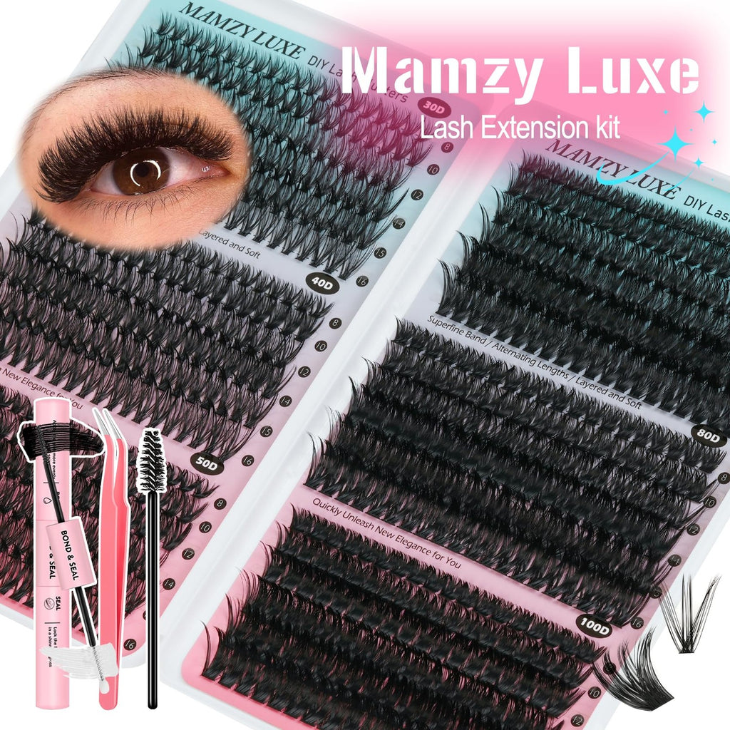 Lash Clusters Kit 708pcs Wispy Eyelash Extensions 10-16mm with Glue & Tweezers
