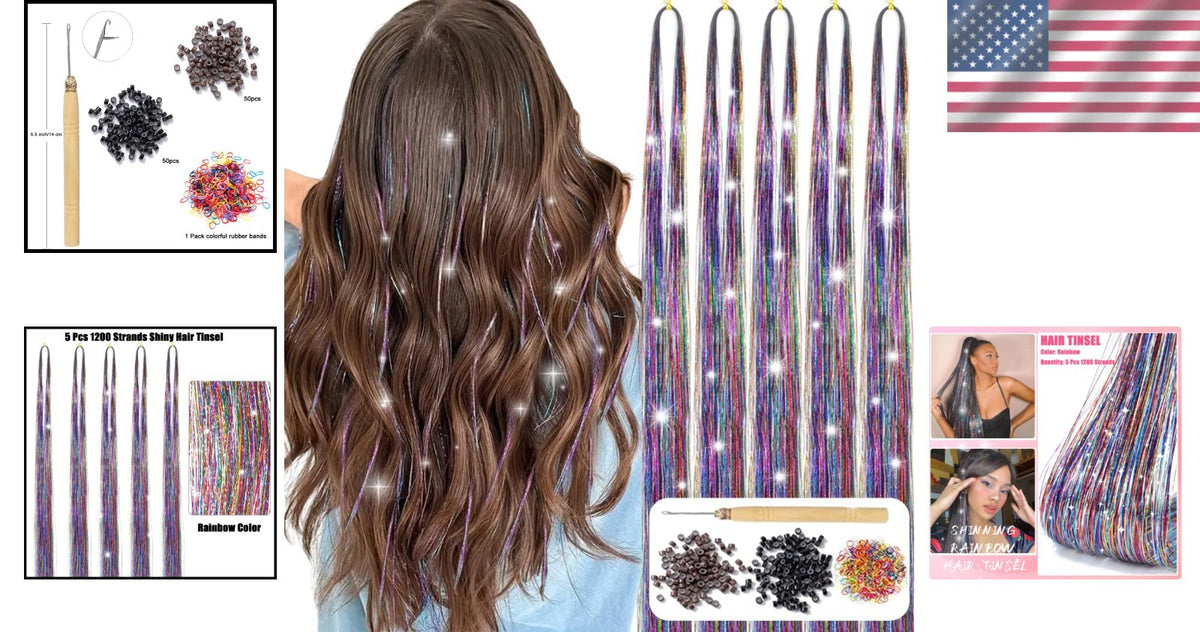 Colorful Tinsel Hair Extensions 48 Inch Heat Resistant & Customizable