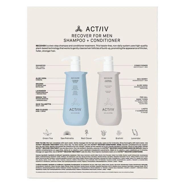 Men's Thickening Shampoo & Conditioner Set - Plant-Based Hair Care 16 oz