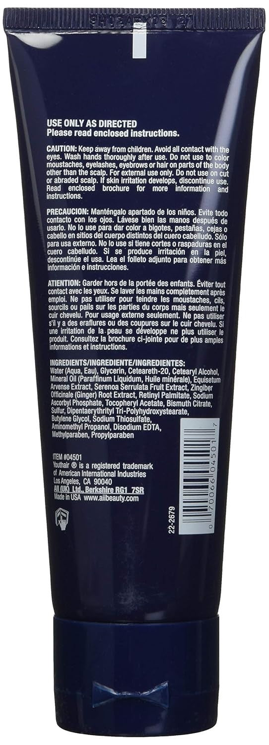 Youthair Lead-Free Hair Color Cream - Natural, Long-Lasting, No Dye or Peroxide - Pack of 3