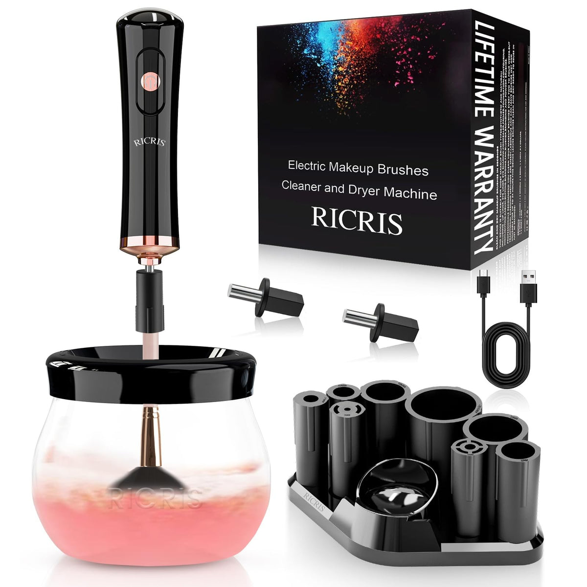Electric Makeup Brush Cleaner and Dryer - Fast 10-30 Sec Sanitizing & Drying