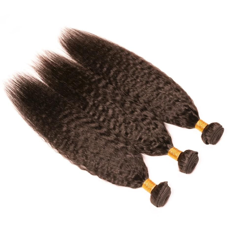Raivide 24/26/28 Inch Color Bundle Human Hair - Kinky Straight Brown