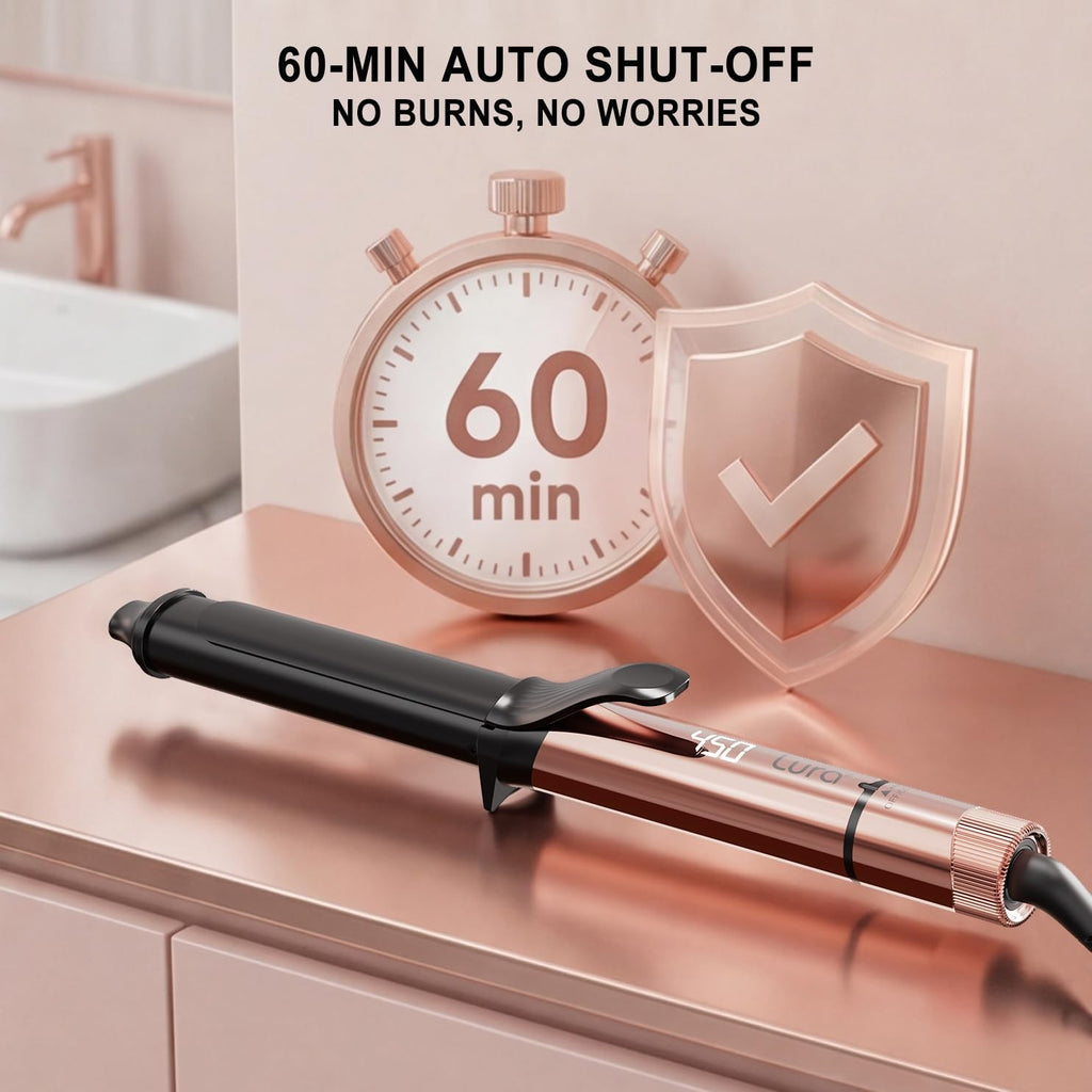 LURA Oval Premium Ceramic Curling Iron 1.25 Inch with Clamp Dual Voltage