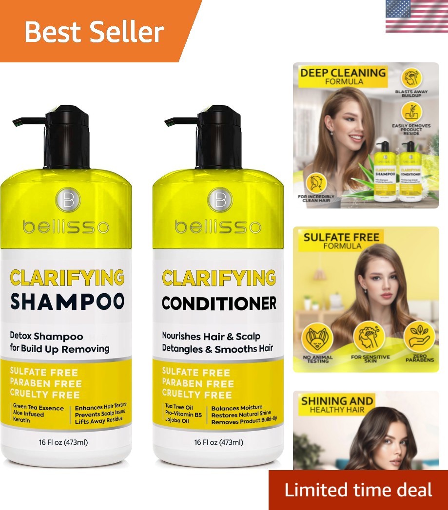 Sulfate-Free Clarifying Shampoo & Conditioner Set for All Hair Types - 32 oz