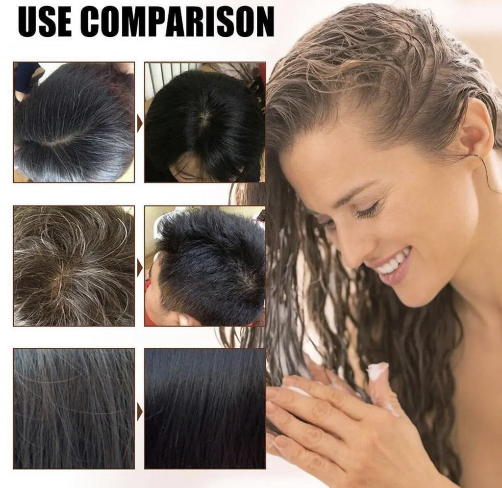 MEIDU Coffee Hair Dye Shampoo Set with Mask & Spray Protector - Long Lasting Color