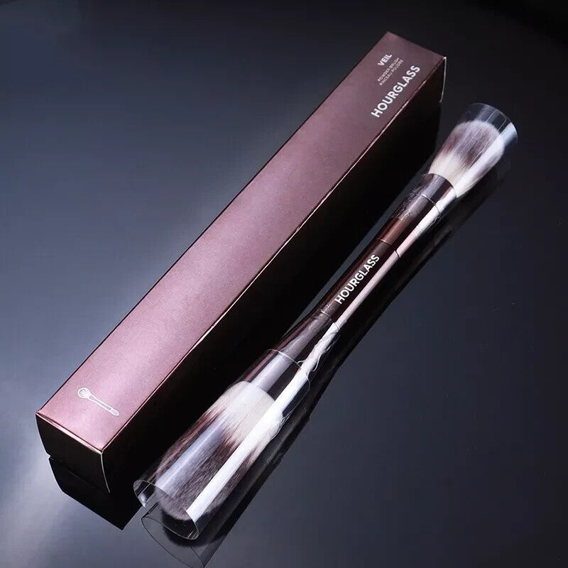 Double Ended Makeup Brush for Powder, Highlighter & Blush - Vegan & Soft