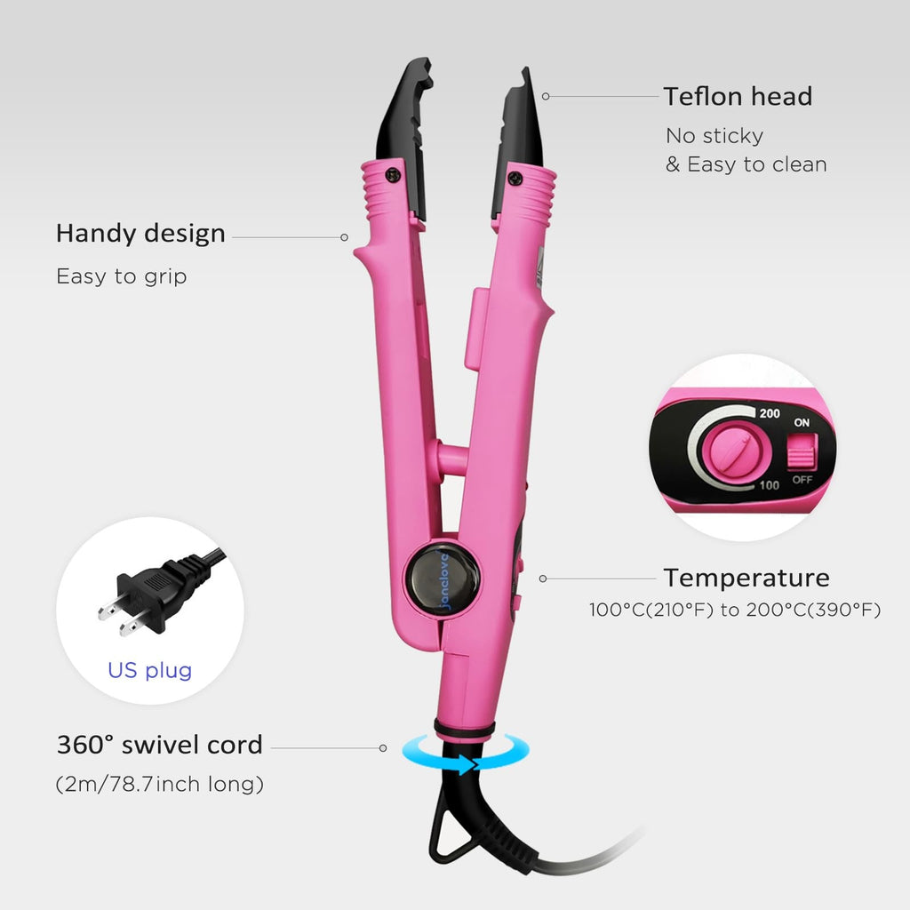 Pink Fusion Keratin Hair Extensions Iron - 10.8 Inch Styling Tool