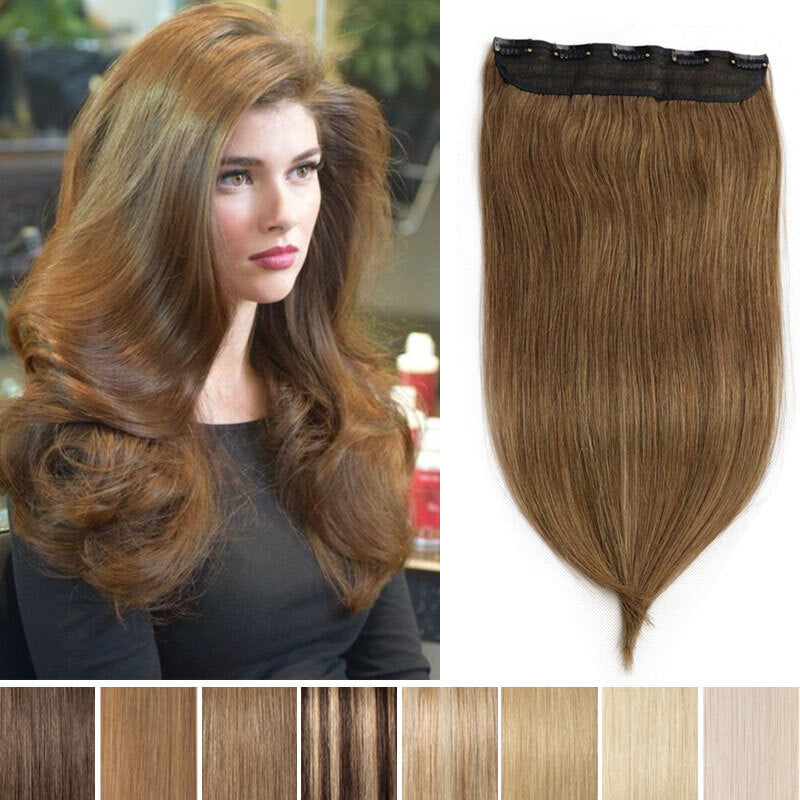 Thick Remy Human Hair Clip-In Extensions Full Head - Natural Black, Brown & Blonde