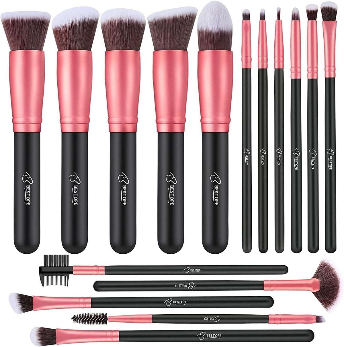 16-Piece Makeup Brush Set with Blending and Foundation Brushes