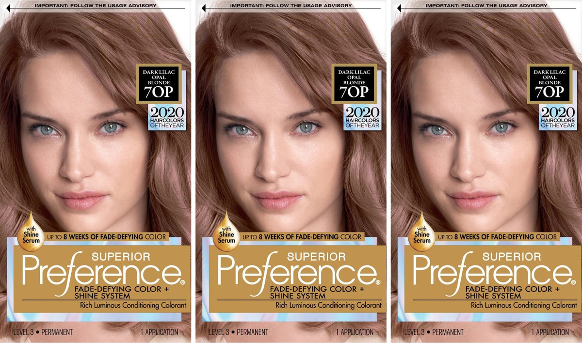 Permanent Hair Color Dye Set - Dark Lilac Opal Blonde 70P 3-Pack