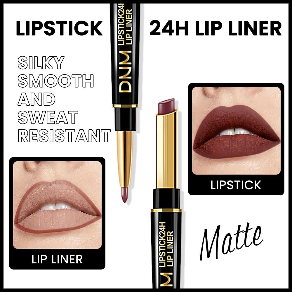 Matte Lip Liner and Lipstick Set for Women - Long Lasting Waterproof & 24H Lip Makeup Kit