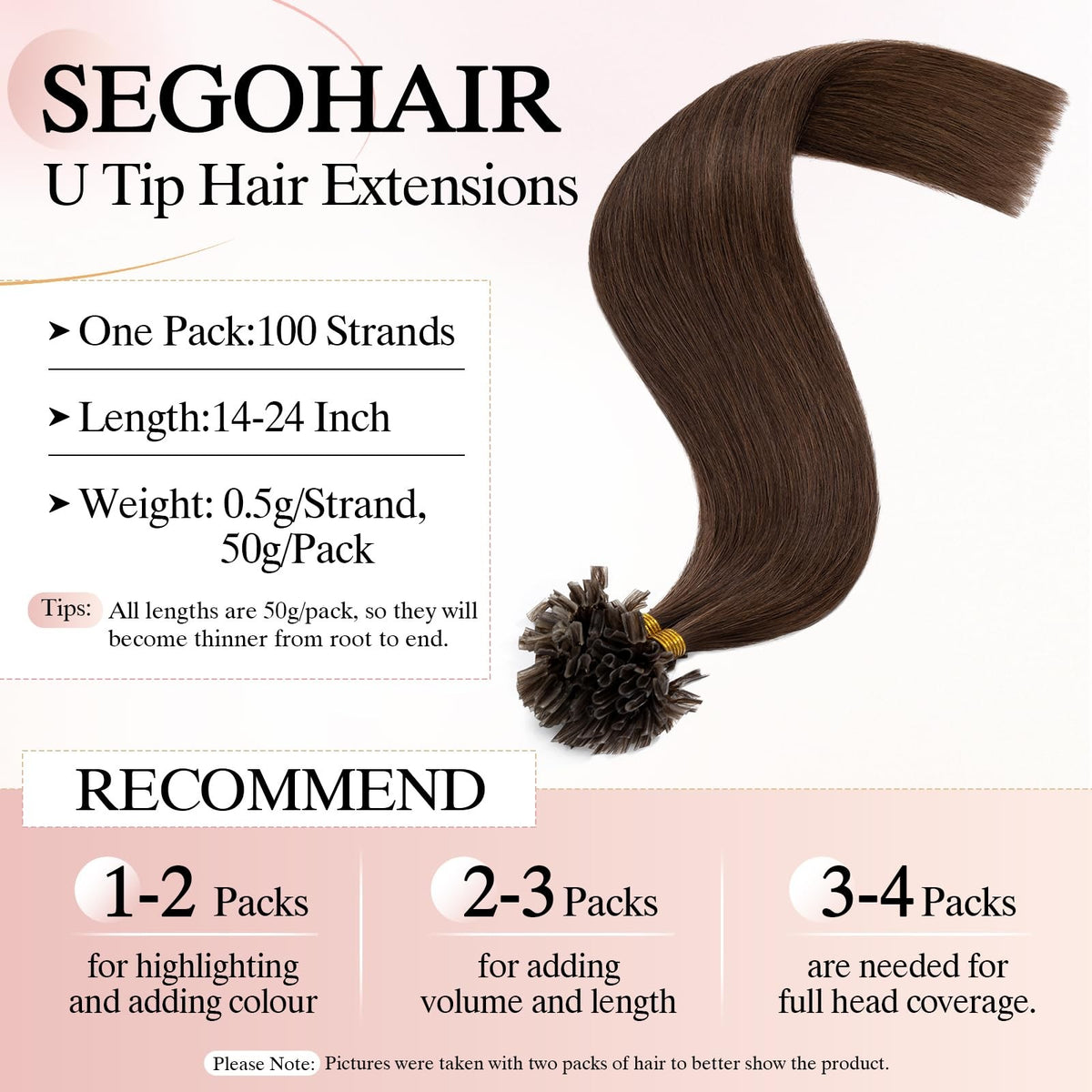U Tip Hair Extensions Human Hair Pre Bonded Keratin Fusion