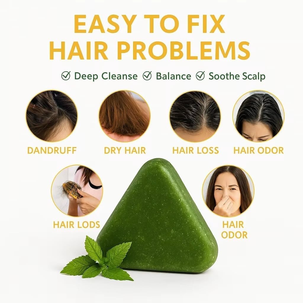 Herbal Green Shampoo Bar for Oil Control & Dandruff - 100g