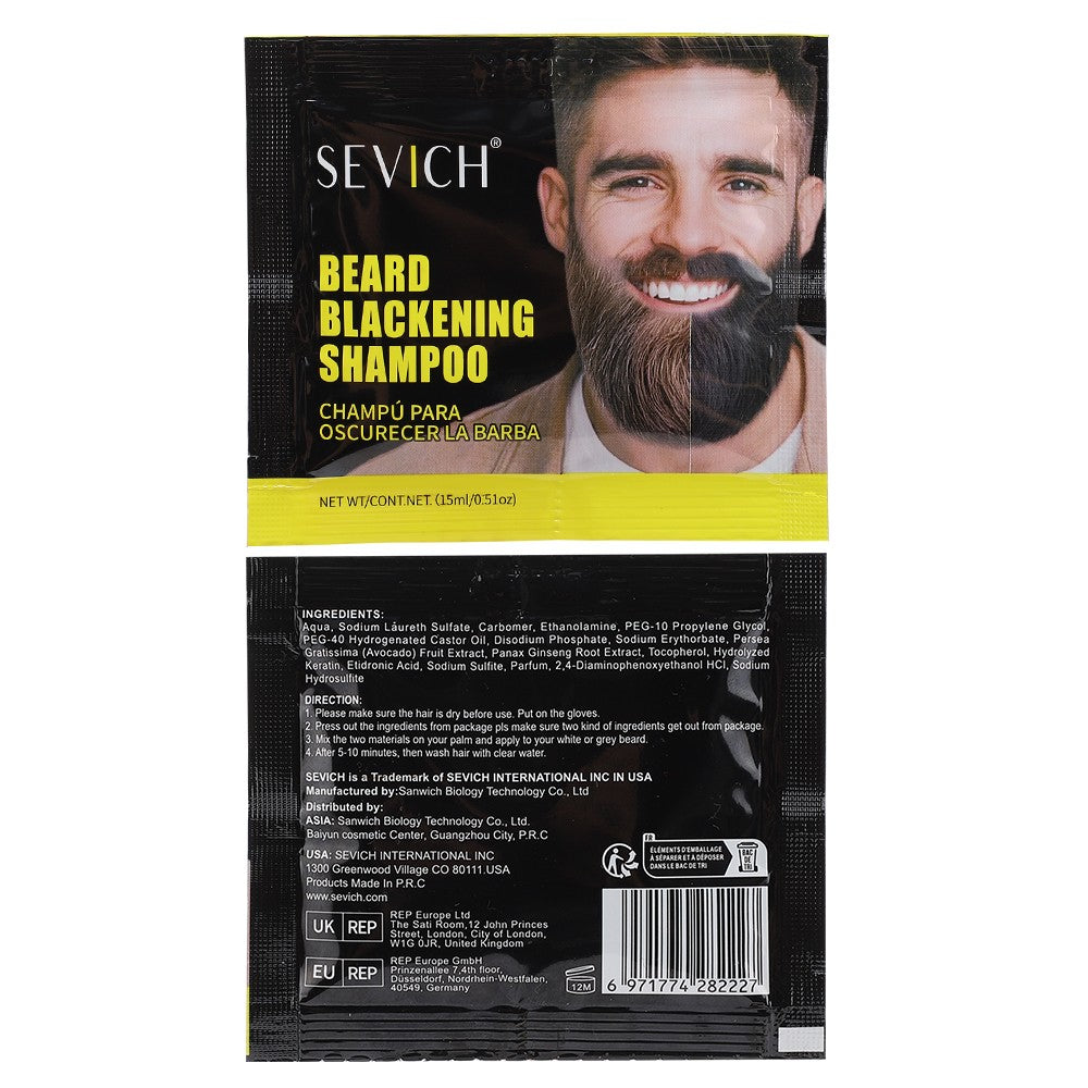 Natural Black Beard Dye Shampoo - Grey Coverage, Ammonia-Free, 10/20/30/50pcs