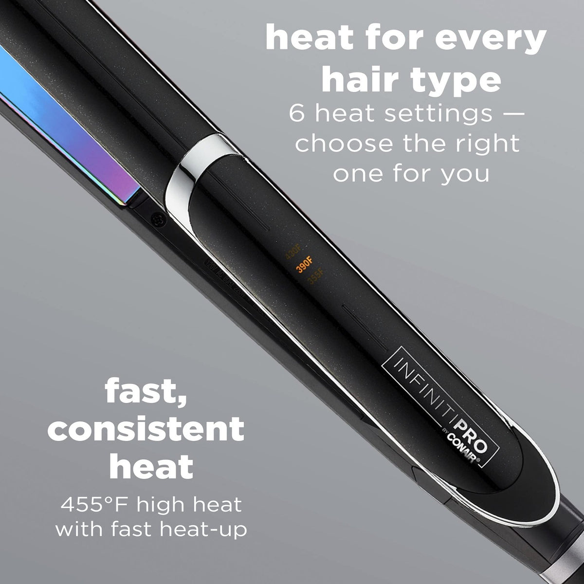 Rainbow Titanium Flat Iron - 1-Inch Hair Straightener with 6 Heat Settings