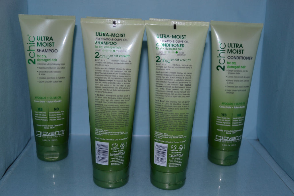 Giovanni 2chic Ultra Moist Shampoo & Conditioner Set for Dry Damaged Hair - 8.5 fl oz