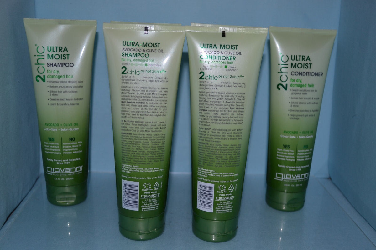 Giovanni 2chic Ultra Moist Shampoo & Conditioner Set for Dry Damaged Hair - 8.5 fl oz