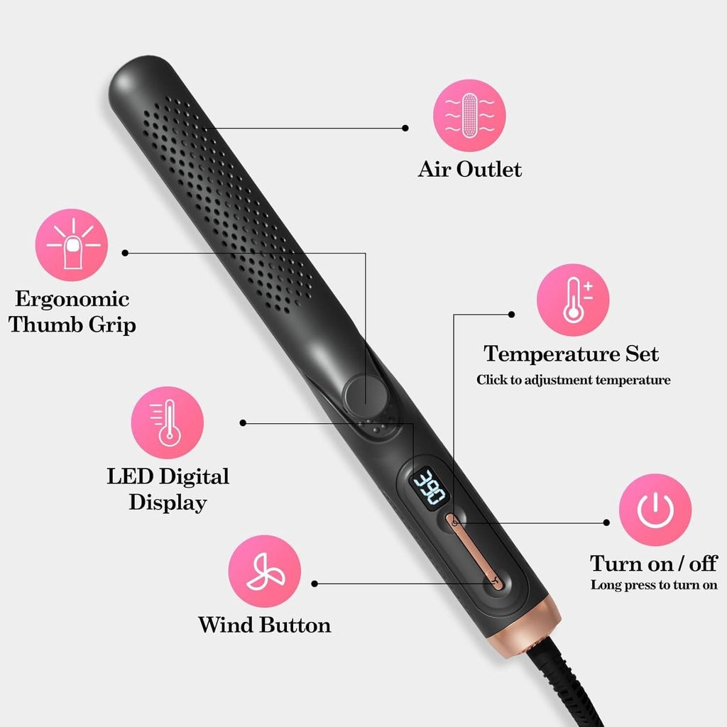 2-in-1 Hair Straightener and Curling Wand with Airflow System for Women