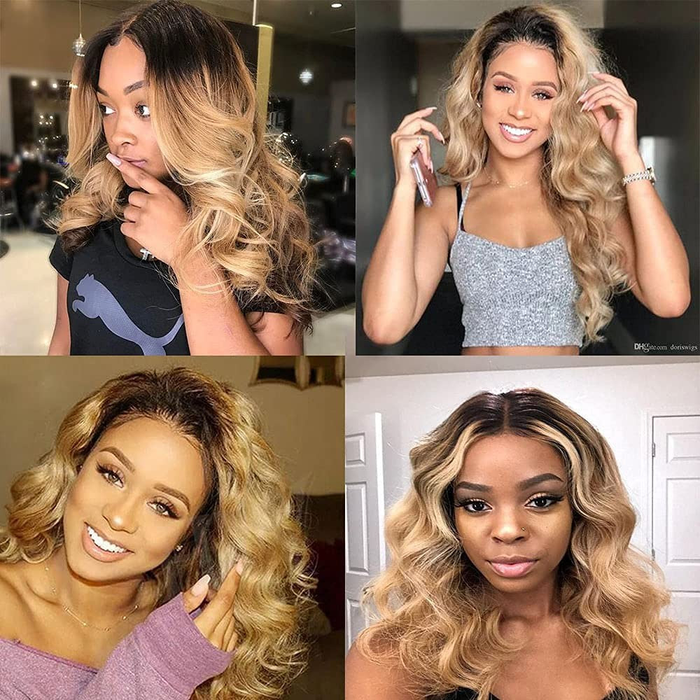 Ombre Blonde Human Hair Bundles 26-30 Inch Double Weft Brazilian Hair