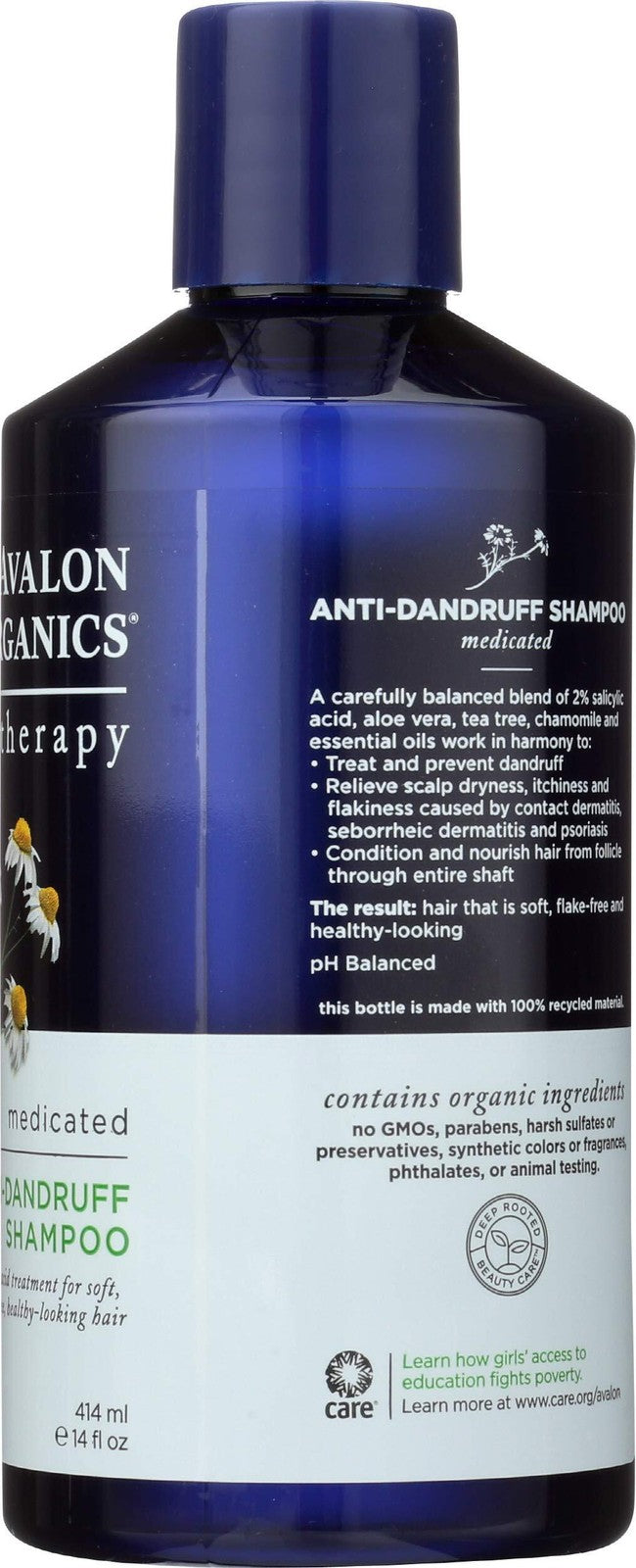 Anti-Dandruff Shampoo with Organic Botanicals - Medicated 14 Oz (2 Pack)