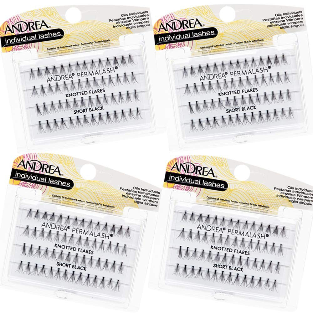Andrea Knotted Flare Individual Lashes Short Black — 1 Pair (Pack of 4)