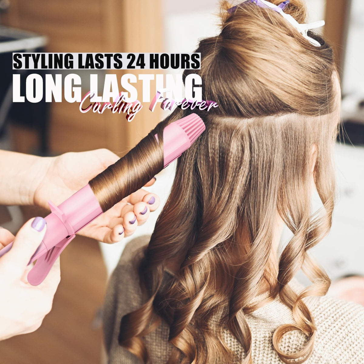 Long Barrel Curling Iron 1.25 Inch for Thin Hair with Adjustable Temp