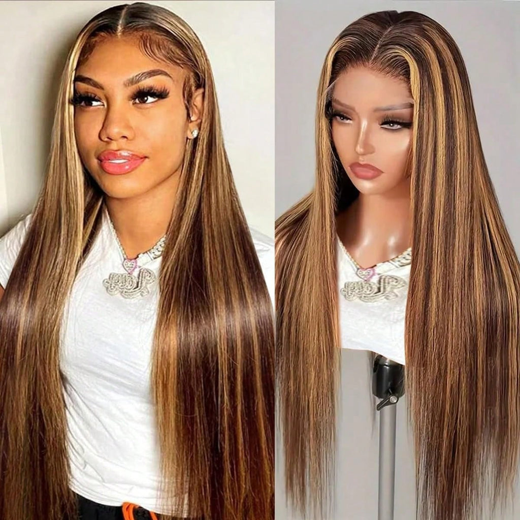 Transparent Lace Wig 13x4 Honey Blonde Human Hair Pre-Plucked Natural Hairline
