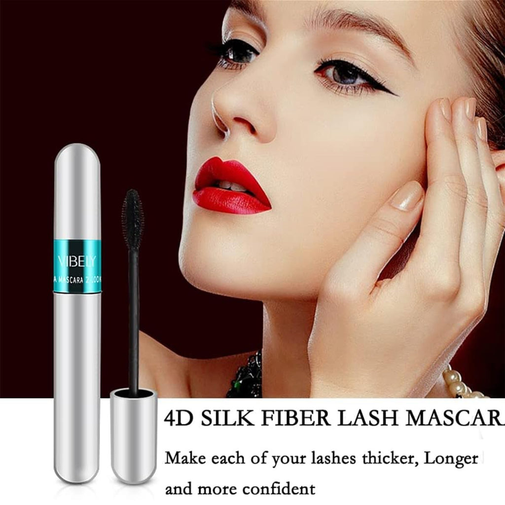 2-in-1 Waterproof Mascara 5X Longer Lash Extension with Clumping-Free Brush