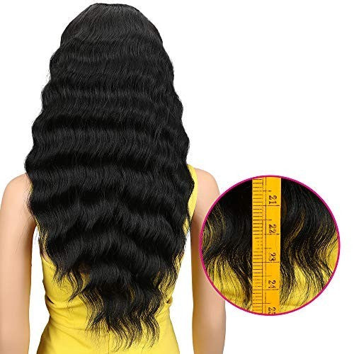 24-Inch Wavy Lace Front Wig for Black Women Heat Resistant Synthetic Hair