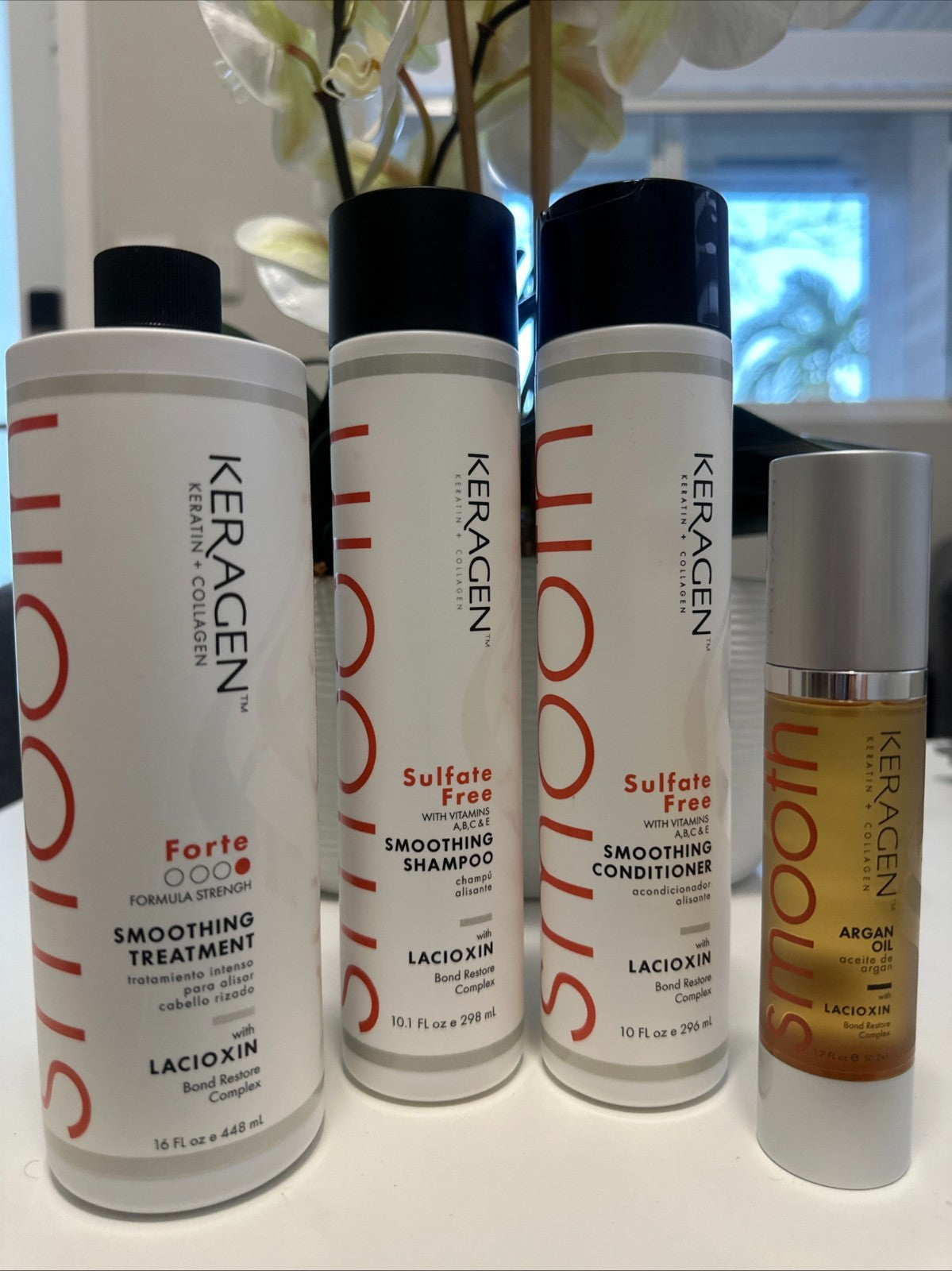 Keratin Hair Treatment Kit with Shampoo, Conditioner & Argan Oil – Salon Quality