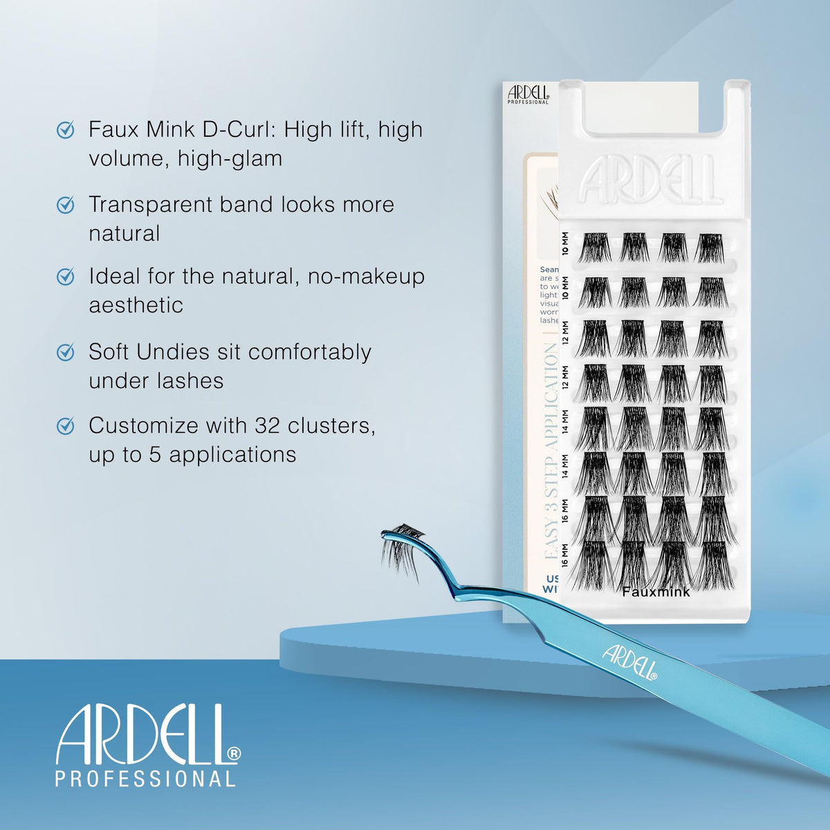 Ardell Faux Mink Underlash Lash Clusters D Curl Black - Seamless Eyelash Extensions